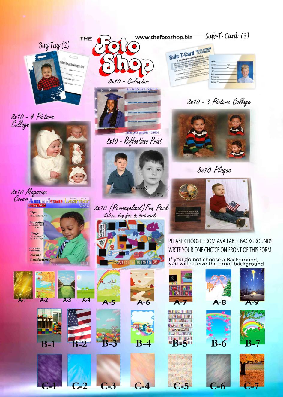 Several examples of different photo formats available for preschool photography